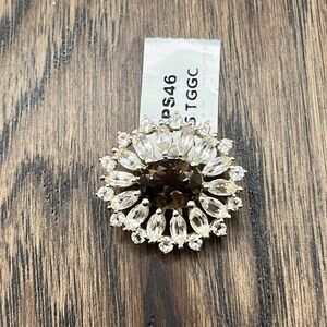 Sterling Silver Smokey Quartz Pendant White Topaz Circular Pendant Beautiful